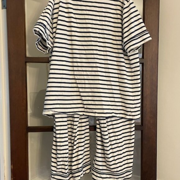 J.Crew Dreamy Cotton-blend Short-Sleeve Pajamas in Blue and White Stripes, XL - Picture 5 of 7